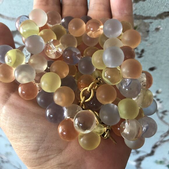 Monet Vintage Wisteria Pastel Moonglow Bubbles Beaded Lucite  Monet Wisteria Pastel Moonglow Moonstone Lucite Bubbles Beaded Necklace